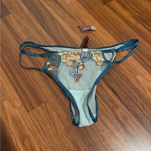 Teal and Yellow Floral Embroidered Women's panty